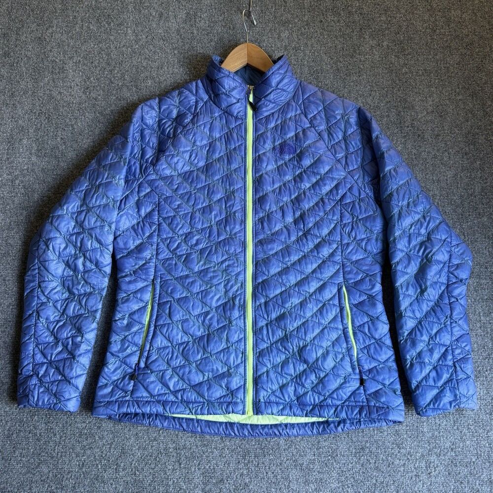 The North Face ThermoBall Jacket Women’s XL Blue Neon Green Quilted C775
